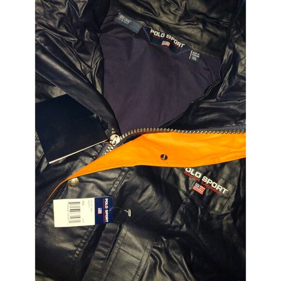 VTG NWT POLO SPORT Ralph Lauren Wet Look Black Jacket  XXL Stadium snow beach - Picture 4 of 8